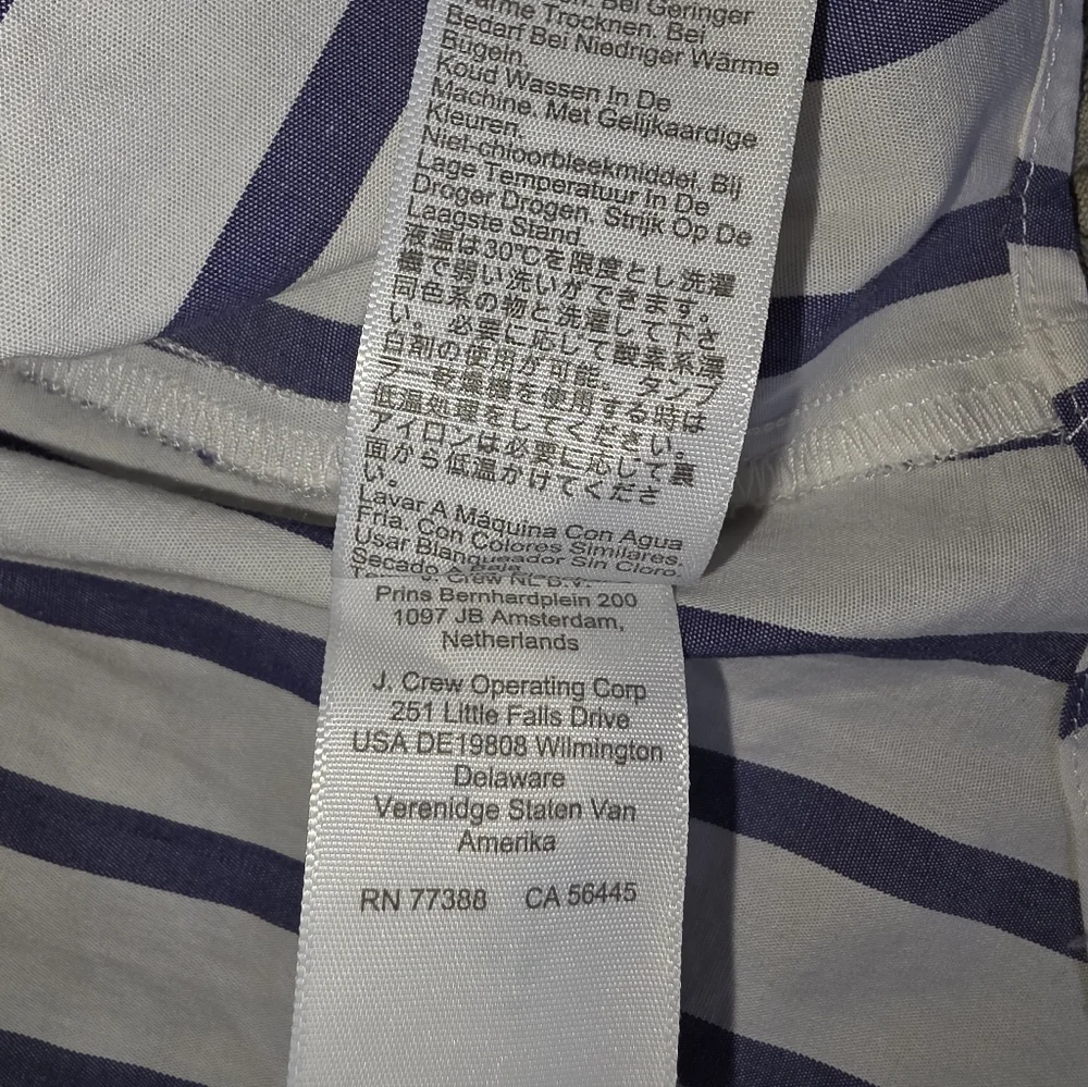 J Crew Shirt Womens Small Button Up Blue White Cotton Stripe Casual Size Small
